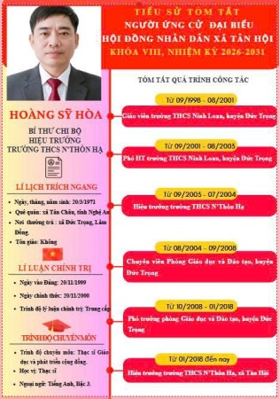 TIỂU SỬ TÓM TẮT NGƯỜI ỨNG CỬ ĐẠI BIỂU HỘI ĐỒNG NHÂN DÂN XÃ TÂN HỘI